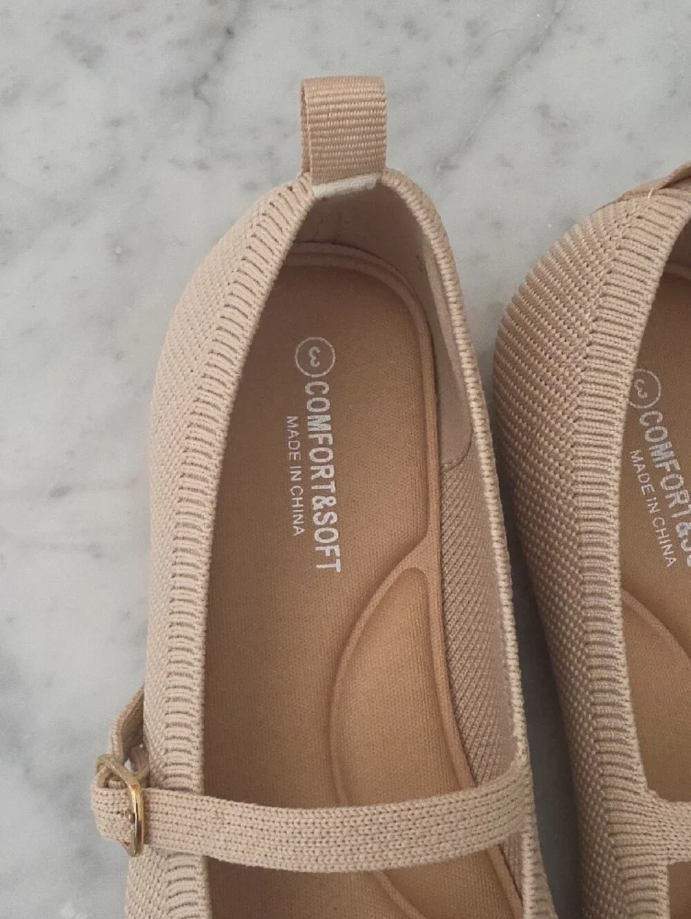 Girls' Mary Jane Dress Shoes — Light Beige Knit